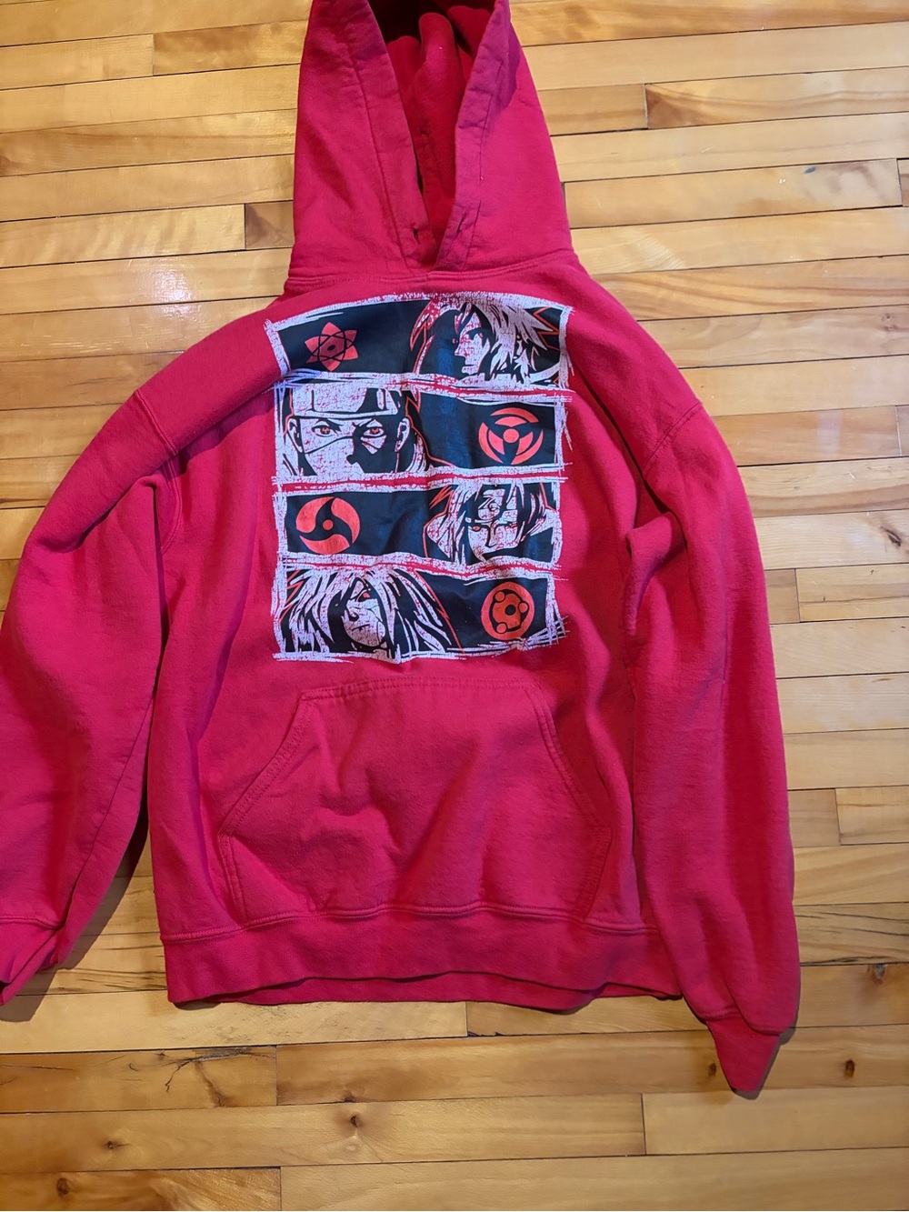 Gildan Red Anime Graphic Hoodie - Men Sweaters